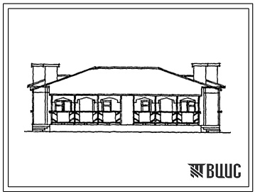 Фасады Типовой проект 181-203-18с.13.87 Одноэтажный двухквартирный блокированный жилой дом с 2-х комнатными квартирами (для Азербайджанской ССР)