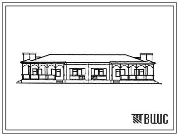 Фасады Типовой проект 181-203-19с.13.87 Одноэтажный двухквартирный блокированный жилой дом с 4-х комнатными квартирами (для Азербайджанской ССР)