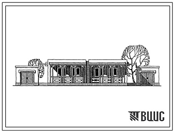 Фасады Типовой проект 185-63-33с.13.86 1 этажный 2 квартирный блокированный жилой дом с 3 комнатными квартирами для индивидуальных застройщиков (для Азербайджанской ССР)