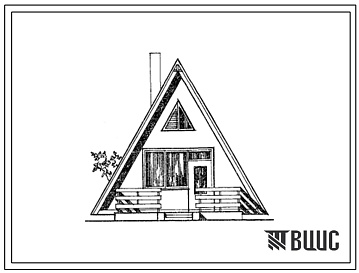 Фасады Типовой проект 186-000-428с.13.86 Одноэтажный однокомнатный летний садовый домик типа "Шалаш" (для Казахской ССР)