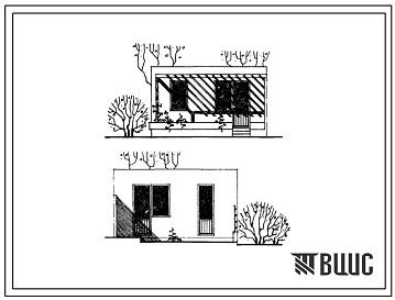 Фасады Типовой проект 185-000-282с.84 2-комнатный летний садовый домик блокированного типа. Для строительства в 3В,4Б,4В климатических подрайонах Азербайджанской ССР сейсмичностью 7 баллов.