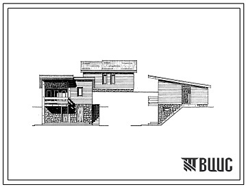 Фасады Типовой проект 185-000-306с.85 2-комнатный летний садовый домик на крутом рельефе (вариант-1). Для строительства во 2В,3Б,3В,4Г климатических подрайонах Армянской ССР сейсмичностью 7,8,9 баллов.