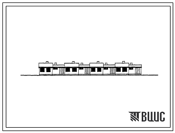 Фасады Типовой проект 184-22-53 Одноэтажный блокированный жилой дом на четыре трехкомнатных квартиры. Для строительства в Белорусской ССР. Расчетная наружная температура -25 0С.