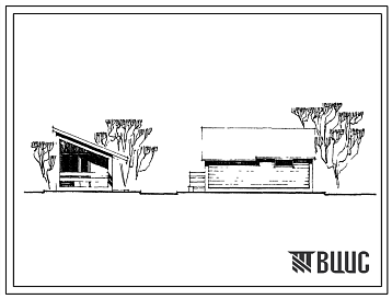 Фасады Типовой проект 185-000-73с Одноэтажный однокомнатный летний садовый домик (планировочный вариант – 1). Для строительства во 2В, 3Б, 3В и 4Г климатических подрайонах Армянской ССР сейсмичностью 7, 8 и 9 баллов