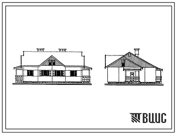 Фасады Типовой проект 183-88-42.85 Жилой дом 1-этажный 2-квартирный с 2-комнатными квартирами. Для строительства во 2В климатическом подрайоне Белорусской ССР.