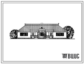 Фасады Типовой проект 184-24-161.83 Двухквартирный одноэтажный жилой дом с 1-2 комнатными квартирами. Для индивидуальных застройщиков Западных районов Украинской ССР.