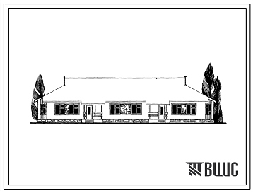 Фасады Типовой проект 184-24-162.83 Двухквартирный одноэтажный жилой дом с 2-3 комнатными квартирами. Для индивидуальных застройщиков Западных районов Украинской ССР.