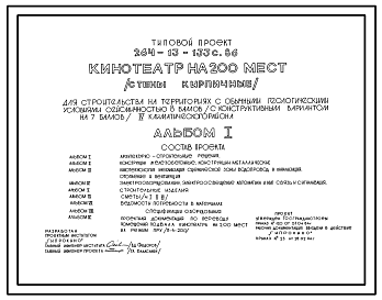 Состав Типовой проект 264-13-133с.86 Кинотеатр на 200 мест. Стены кирпичные