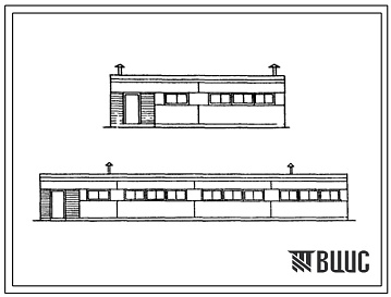 Фасады Типовой проект 801-421 Галерея (для комплексов по производству молока на 800 и 1200 коров боксового содержания с подпольными навозохранилищами под животноводческими зданиями)