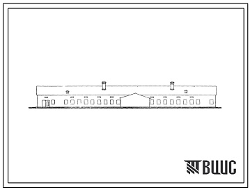 Фасады Типовой проект 801-70/69 Коровник на 200 коров привязного содержания. Здание с неполным железобетонным каркасом и чердачным помещением.