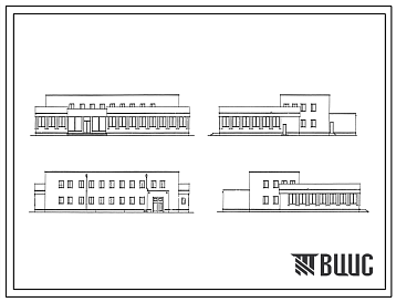 Фасады Типовой проект 264-22-8 Районное отделение госбанка на 80 сотрудников.