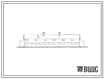 Фасады Типовой проект 801-197 Здание на 130 голов молодняка крупного рогатого скота беспривязного содержания с кормлением в здании.