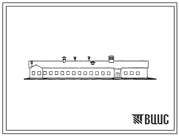 Фасады Типовой проект 801-114 Тип 4 Телятник на 120 голов отъемного выращивания с родильным отделением на 22 места (стены кирпичные, перекрытие железобетонное). Для строительства в районах с расчетной наружной температурой -25, -30 и -40?С.