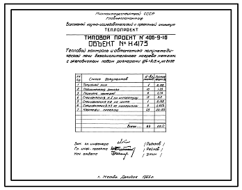 Состав Типовой проект 406-9-16 Печь безокислительного нагрева полуметодическая с желобчатым подом размерами 1,04х3,13 м, на газе