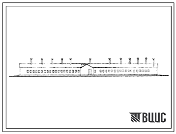 Фасады Типовой проект 802-49 Тип 4 Свинарник-маточник на 50 маток с кормлением маток в специальном помещении. Здание с несущими кирпичными стенами и неполным железобетонным каркасом.(Для 1, 3 и 5 проектно-строительных зон).