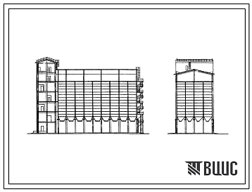 Фасады Типовой проект 813-139 Склад бункерного типа емкостью 2000 т для хранения комбикормов.