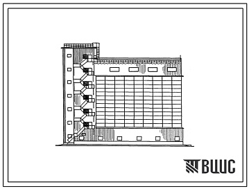 Фасады Типовой проект 813-5-8.84 Склад бункерного типа емкостью 2000 тонн для хранения комбикормов.