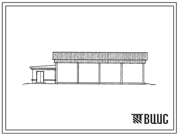 Фасады Типовой проект 816-2-8.83 Навес-стоянка гаража-мастерской на 4 грузовых автомобиля, 4 трактора.