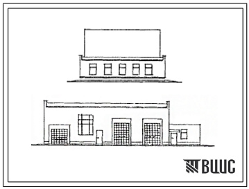Фасады Типовой проект 816-2-7.83 Производственный корпус гаража-мастерской на 4 грузовых автомобиля, 4 трактора с навесом-стоянкой.