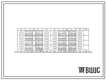 Фасады Типовой проект 127-028с Четырехэтажная торцовая блок-секция правая на 16 квартир (двухкомнатных 2Б-4; трехкомнатных 3Б-4; четырехкомнатных 4Б-4; пятикомнатных 5-4) с шагом поперечных стен 3,0 и 4,8 м, для строительства в 4Б климатическом подрайоне Грузинс