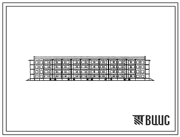 Фасады Типовой проект 1Уз-500ТСП-7 Крупнопанельный четырехэтажный шестисекционный дом на 56 квартир (однокомнатных 1Б-16, двухкомнатных 2Б-24, трехкомнатных 3Б-16) с шагом поперечных стен 2,7 и 3,3 м для строительства в 4А климатическом подрайоне Туркменской ССР