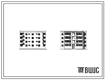 Фасады Типовой проект 77-041СП Четырехэтажный галерейный дом блок-секция на 8 квартир (четырехкомнатных 4Б-4, пятикомнатных 5Б-4). Для строительства в 4А и 4Г климатических подрайонах, сейсмичностью 7 баллов и несейсмических районах, на грунтах 2 типа просадочно