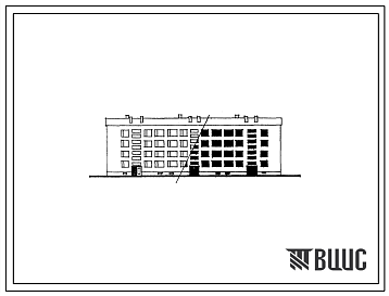 Фасады Типовой проект 1Э-318-35 Четырехэтажный трехсекционный жилой дом на 36 квартир со стенами из кирпича (однокомнатных  4, двухкомнатных  28, трехкомнатных  4).