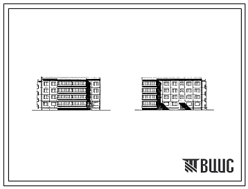 Фасады Типовой проект 76-014СП/1 Четырехэтажная блок-секция на 20 квартир (1Б.1Б.2Б-2Б.3Б) торцовая левая.