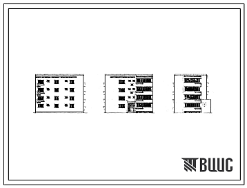 Фасады Типовой проект 77-035СП/1 Блок-секция четырехэтажного дома на 8 квартир торцовая правая (двухкомнатных 2Б-4; трехкомнатных 3А-4).