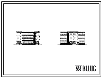 Фасады Типовой проект 76-050сп/1 Четырехэтажная блок-секция на 16 квартир поворотная правая (двухкомнатных 2Б-8; трехкомнатных 3Б-8).