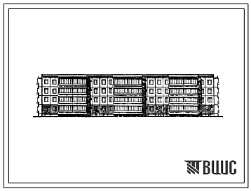 Фасады Типовой проект 111-76-6СП/69/1 Четырехэтажный шестисекционный жилой дом на 56 квартир (однокомнатных 1Б-16, двухкомнатных 2Б-24, трехкомнатных 3Б-16).