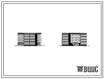 Фасады Типовой проект 76-047сп Четырехэтажная блок-секция на 16 квартир (3Б.2Б-2Б.3Б) поворотная правая.
