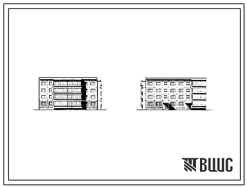 Фасады Типовой проект 76-048сп Четырехэтажная блок-секция на 20 квартир (IБ.IБ.2Б-2Б.3Б) торцовая правая.