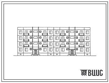 Фасады Типовой проект 127-07С/1 Четырехэтажная крупнопанельная рядовая блок-секция на 16 квартир (трехкомнатных 3А-4, 3Б-4; четырехкомнатных 4А-4, 4Б-4).
