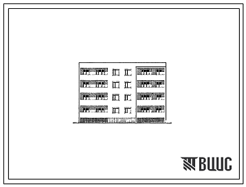 Фасады Типовой проект 85-036/1 Четырехэтажная 12-квартирная блок-секция рядовая правая (двухкомнатных 2Б-4; трехкомнатных 3А-4, 3Б-4).