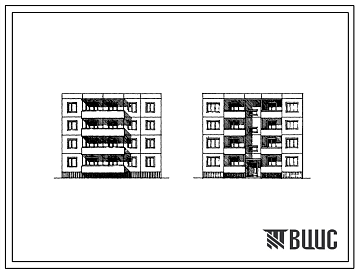 Фасады Типовой проект 121-010/1 Четырехэтажная блок-секция рядовая на 12 квартир (однокомнатных 1Б-4, двухкомнатных 2Б-4, трехкомнатных 3Б-4). Для строительства во 2В климатическом подрайоне Белорусской ССР