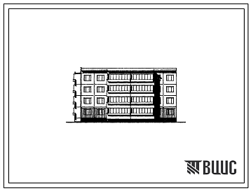 Фасады Типовой проект 76-015сп/1 Четырехэтажная блок-секция торцевая левая на 20 квартир (однокомнатных 1Б-8, двухкомнатных 2Б-8, трехкомнатных 3Б-4). Для строительства в 4А и 4Г климатических подрайонах сейсмичностью 7 баллов, на грунтах 2 типа просадочности