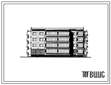 Фасады Типовой проект 76-018сп/1 Четырехэтажная блок-секция двухторцевая на 24 квартиры (однокомнатных 1Б-16, двухкомнатных 2Б-8). Для строительства в 4А и 4Г климатических подрайонах сейсмичностью 7 баллов, на грунтах 2 типа просадочности