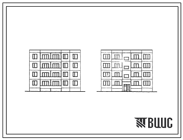 Фасады Типовой проект 121-012 4-этажная 12-квартирная двухкомнатная рядовая блок-секция  2Б.2Б.2Б для строительства во 2 климатическом районе.