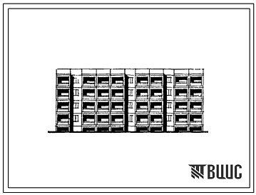 Фасады Типовой проект ТДСК-71А/77-012сп/1 Блок-секция четырехэтажная 24-квартирная    с правым торцовым окончанием (двухкомнатных 2А — 12, 2Б — 8, трехкомнатных 3Б - 4).