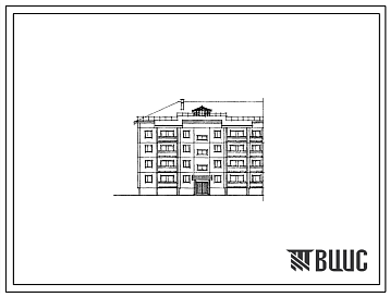 Фасады 90сх-055/1 Четырехэтажная 16-квартирная торцевая блок-секция с квартирами (однокомнатных 1Б — 4, двухкомнатных 2Б — 4, трехкомнатных 3А — 4, 3Б — 4) правая. Для строительства в IВ климатическом подрайоне, II климатическом районе с возможностью применения