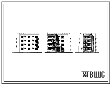 Фасады Типовой проект 77-060сп/1 Блок-секция четырехэтажного дома на восемь квартир торцовая левая ( двухкомнатных 2Б — 4, трехкомнатных 3А — 4). Для строительства в IVА и IVГ климатических подрайонах сейсмичностью 8 и 9 баллов на грунтах II типа просадочности.