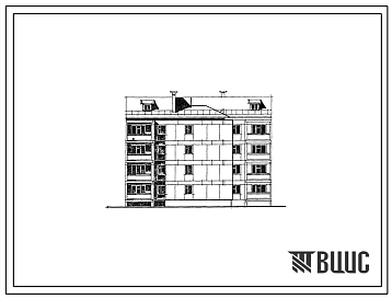 Фасады Типовой проект 24-0174.83 4-этажная 16-квартирная рядовая левая с уступом блок-секция. Для строительства во 2 и 3 климатических районах.