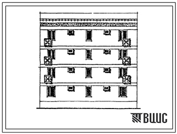 Фасады Типовой проект 77-074сп.85 Блок-секция рядовая 4-этажная 8-квартирная. Для строительства в 4А и 4Г климатических подрайонах сейсмичностью 8 баллов на грунтах 2 типа просадочности.