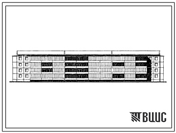 Фасады Типовой проект IVз-500ТСП-2/1.2 Дом четырехэтажный шестисекционный 56-квартирный 1Б.2Б.3Б.