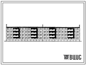Фасады Типовой проект IVз-500ТСП-5/1.2 Дом четырехэтажный четырехсекционный на 32 квартиры 4Б.5Б.