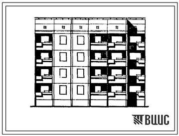 Фасады Типовой проект 94-072/1 Четырехэтажная блок-секция рядовая левая с торцевыми окончаниями на 12 квартир (двухкомнатных 2Б-4, трехкомнатных 3А-4, 3Б-4). Для строительства в районах с обычными геологическими условиями и просадочными грунтами