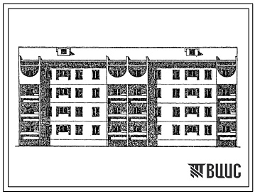 Фасады Типовой проект 149-015с.13.87 Блок-секция 4-этажная 16-квартирная рядовая 4-5-5-4. Для строительства в Узбекской ССР.