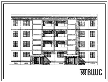 Фасады Типовой проект 76-053сп/1 4-этажная 16-квартирная рядовая с торцевым окончанием блок-секция 3Б.2Б-2Б.3Б