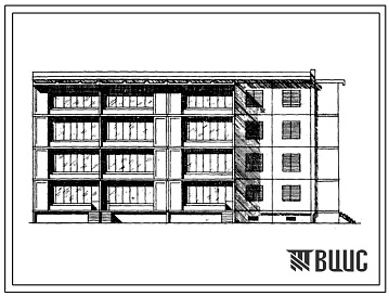 Фасады Типовой проект 76-054сп/1 4-этажная 20-квартирная торцевая блок-секция 3Б.2Б-2Б.1Б.1Б